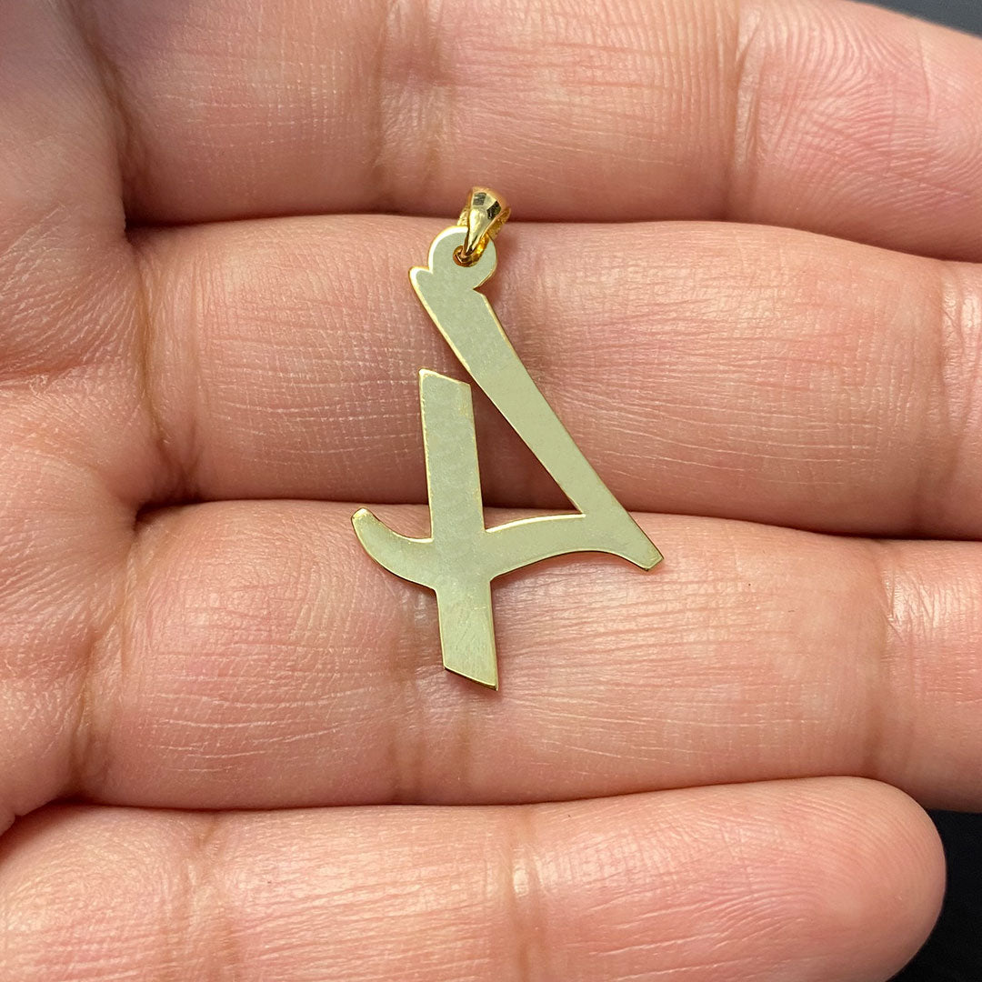 Number 4 Pendant in Gold Back